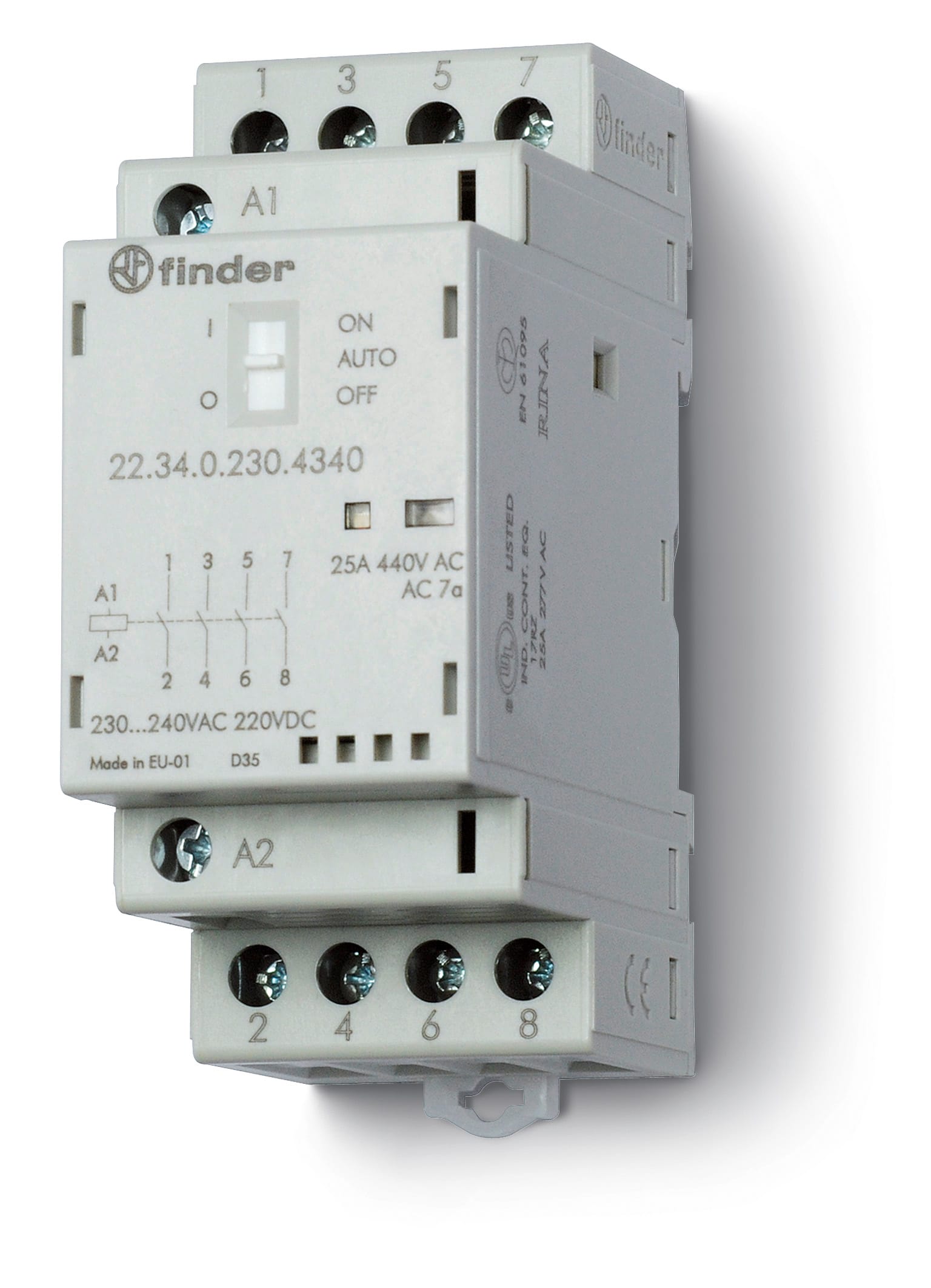 FINDER SPA - FIN223401204740 CONTATTORE 25A 4 CONTATTI 36MM