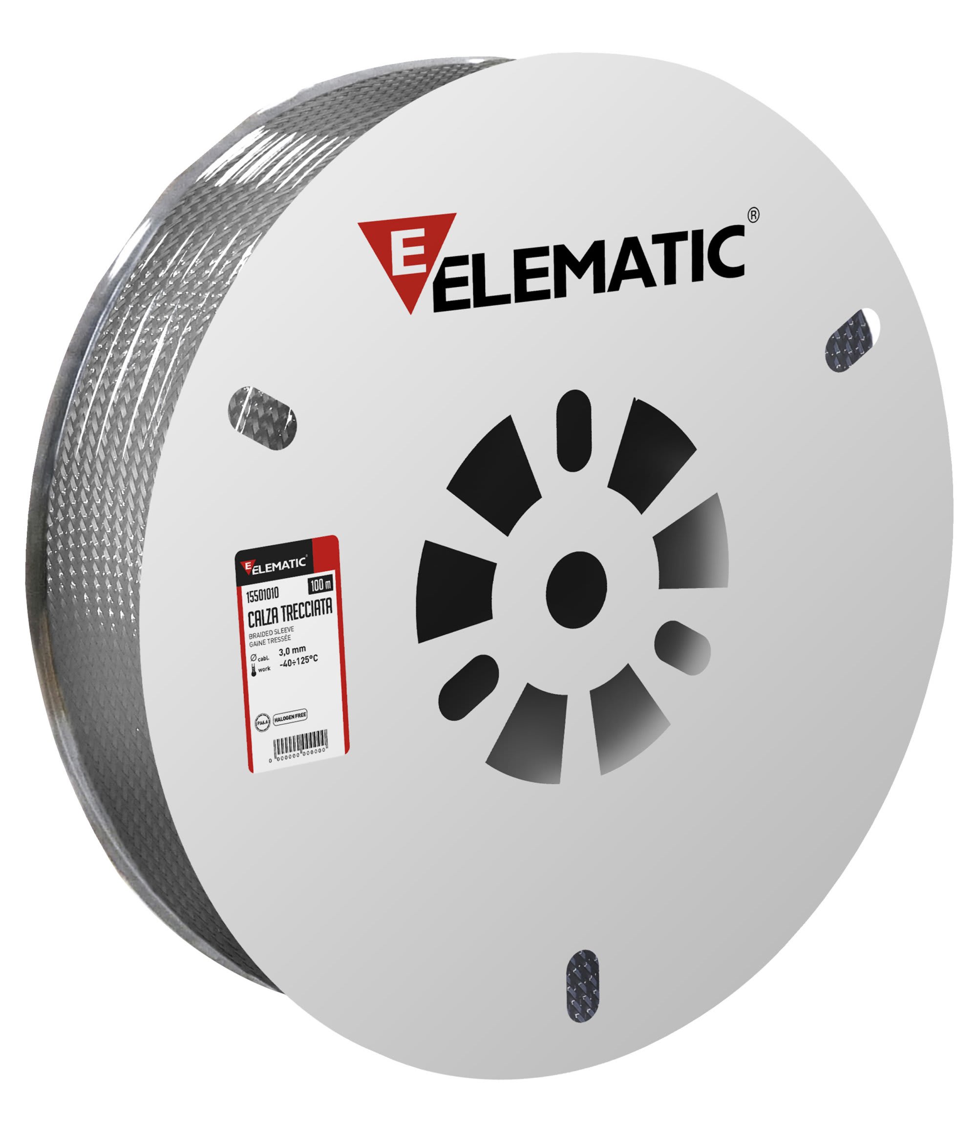 ELEMATIC SPIT - ITP15502030 CALZA TRECCIATA POLIESTERE NERA DIAM 30