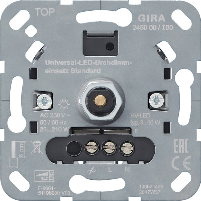 GIRA - GIR245000 S3000 Uni-LED-Drehdimmeins. Standard Ein