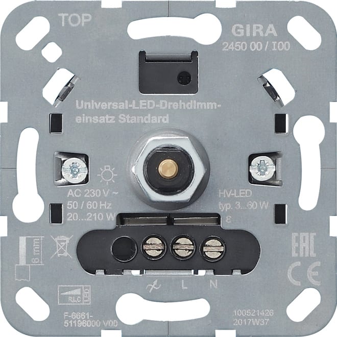 GIRA - GIR245000 S3000 Uni-LED-Drehdimmeins. Standard Ein