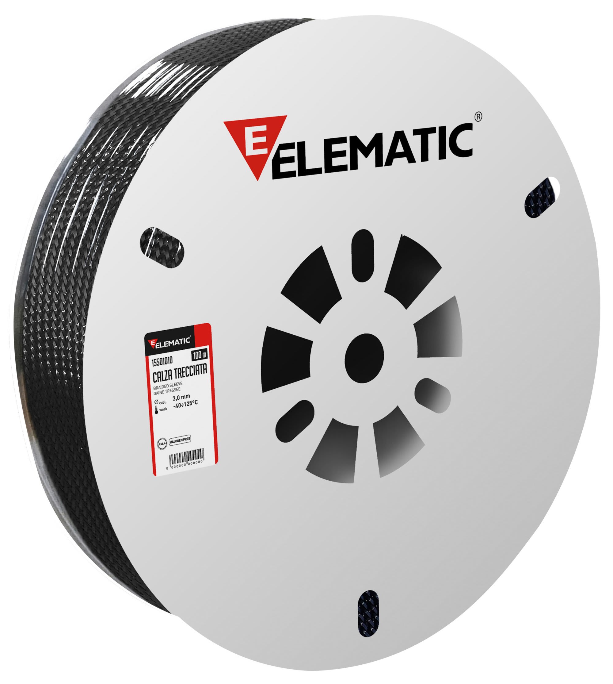 ELEMATIC SPIT - ITP15510018 CALZA TRECCIATA PA 6.6 GRIGIA DIAM 18