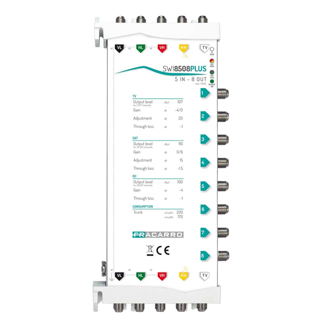 FRACARRO - FRA271055 SWI8508PLUS MSW XS5+ 5IN 8OUT