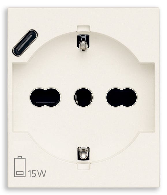 VIMAR SPA - VIW30210.USBB PRESA 2P+T 16A UNIVERSALE + USB C BIANCO