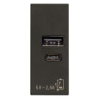 VIMAR S.P.A. - VIW30292.ACG ALIMENTATORE USB A+C 12W 2,4A 5V NERO