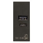 VIMAR SPA - VIW30292.ACG ALIMENTATORE USB A+C 12W 2,4A 5V NERO