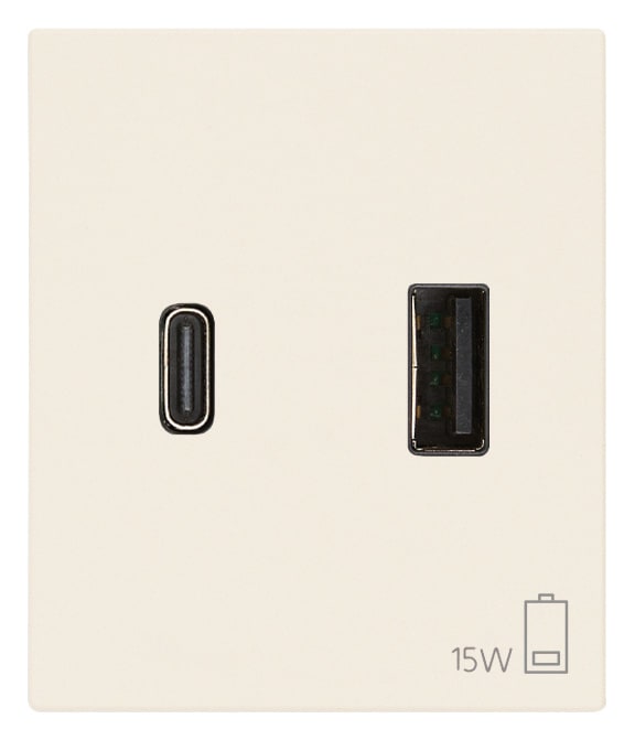 VIMAR SPA - VIW30295.ACC ALIMENTATORE USB A+C 15W 3A 5V 2M CANAPA