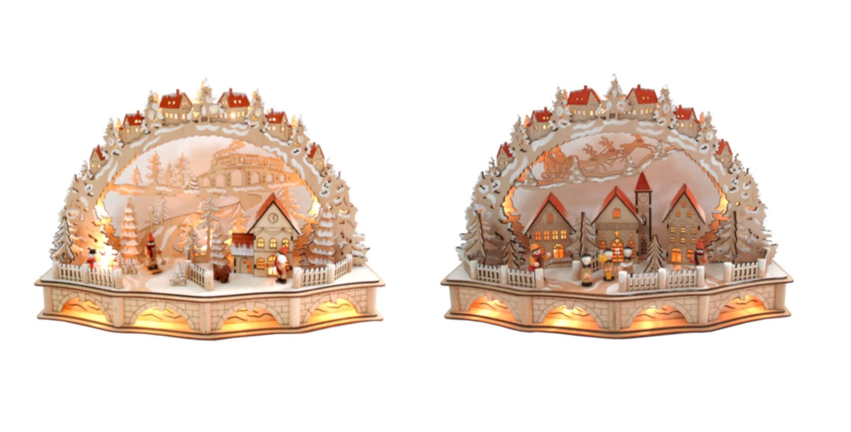 GIOCOPLAST NATALE SP - GCP31618074 VILL A ARCO WOOD-CHARM C/LED BAT,32X45X1