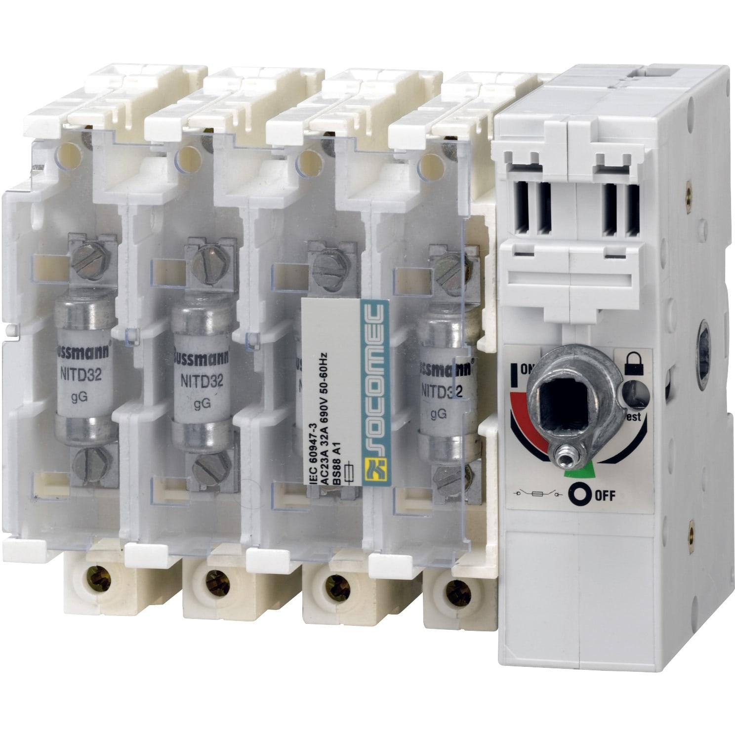 SOCOMEC - SOC38316006 FUSERBLOC CD 4P 63A NH 00C F/L + TEST -