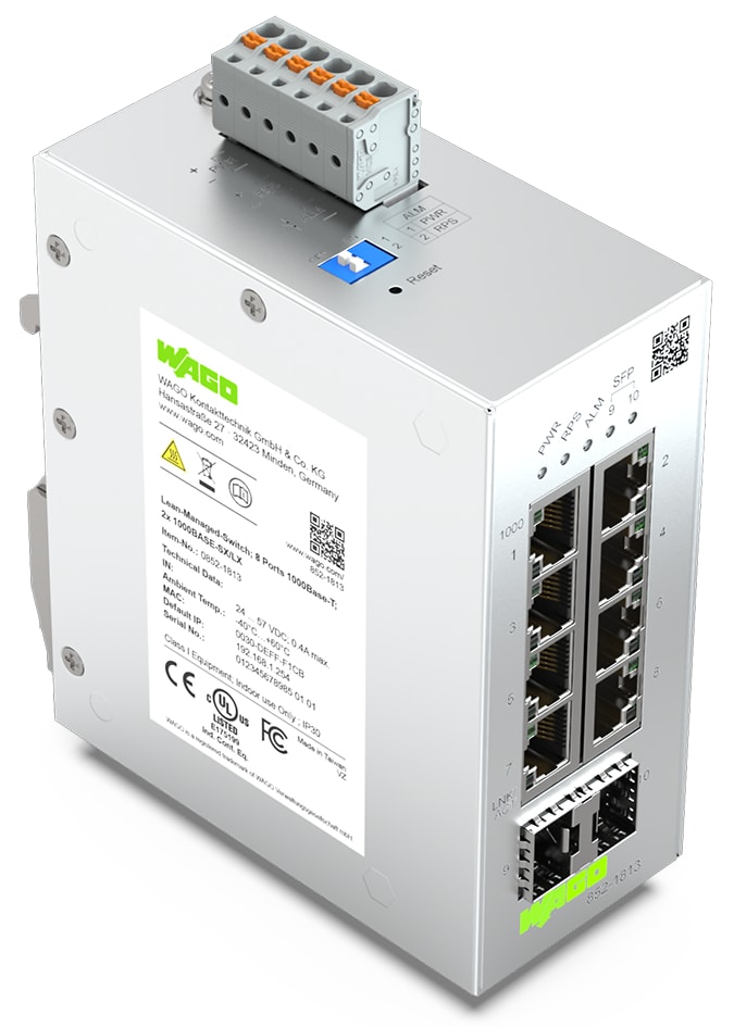 WAGO ITALIA SRL - WAG852-1813 SWITCH MANAGED AGILE, 8 PORTE, GB, 2 SLO