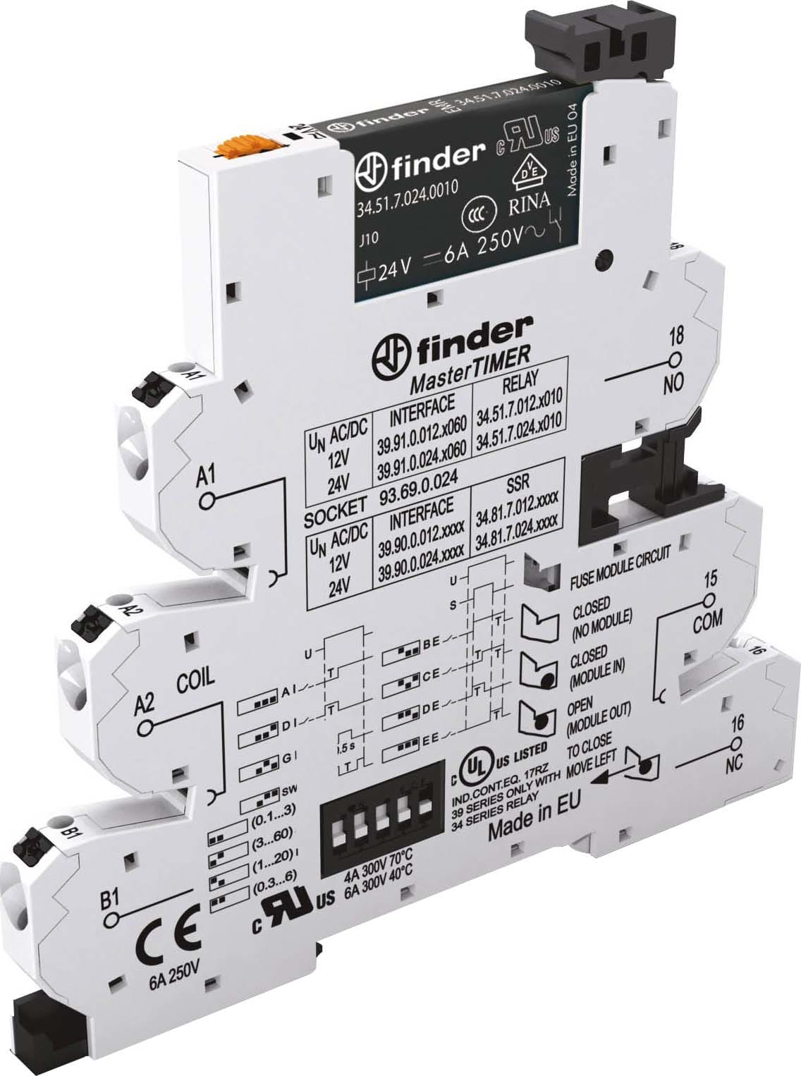FINDER SPA - FIN399100240060 MASTERTIMER INTERF. EMR 1NO MORS.PUSH-IN