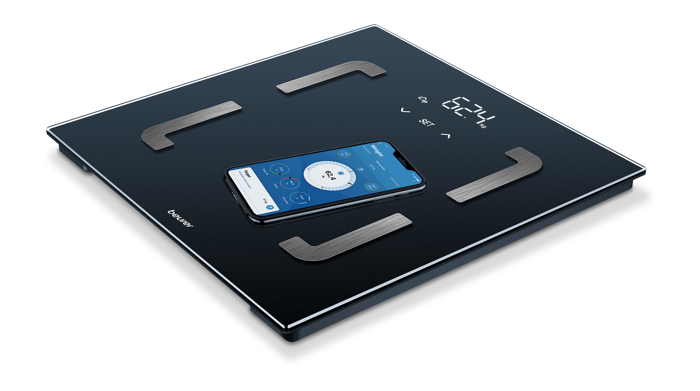 BEURER - BUE76008 Fettanalysewaage b.180kg LCD 8Speich. BM