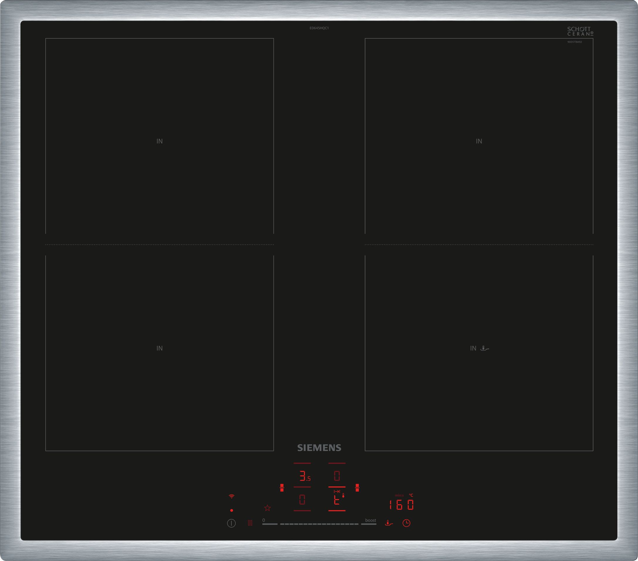Siemens Hausgerate - SIZED645HQC1E Glaskeramik Kochstelle 60cm Induktion 2x