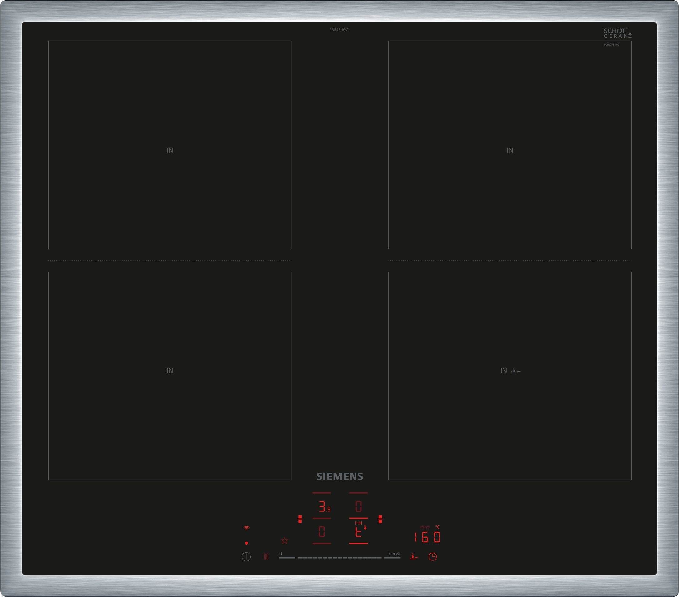 Siemens Hausgerate - SIZED645HQC1E Glaskeramik Kochstelle 60cm Induktion 2x