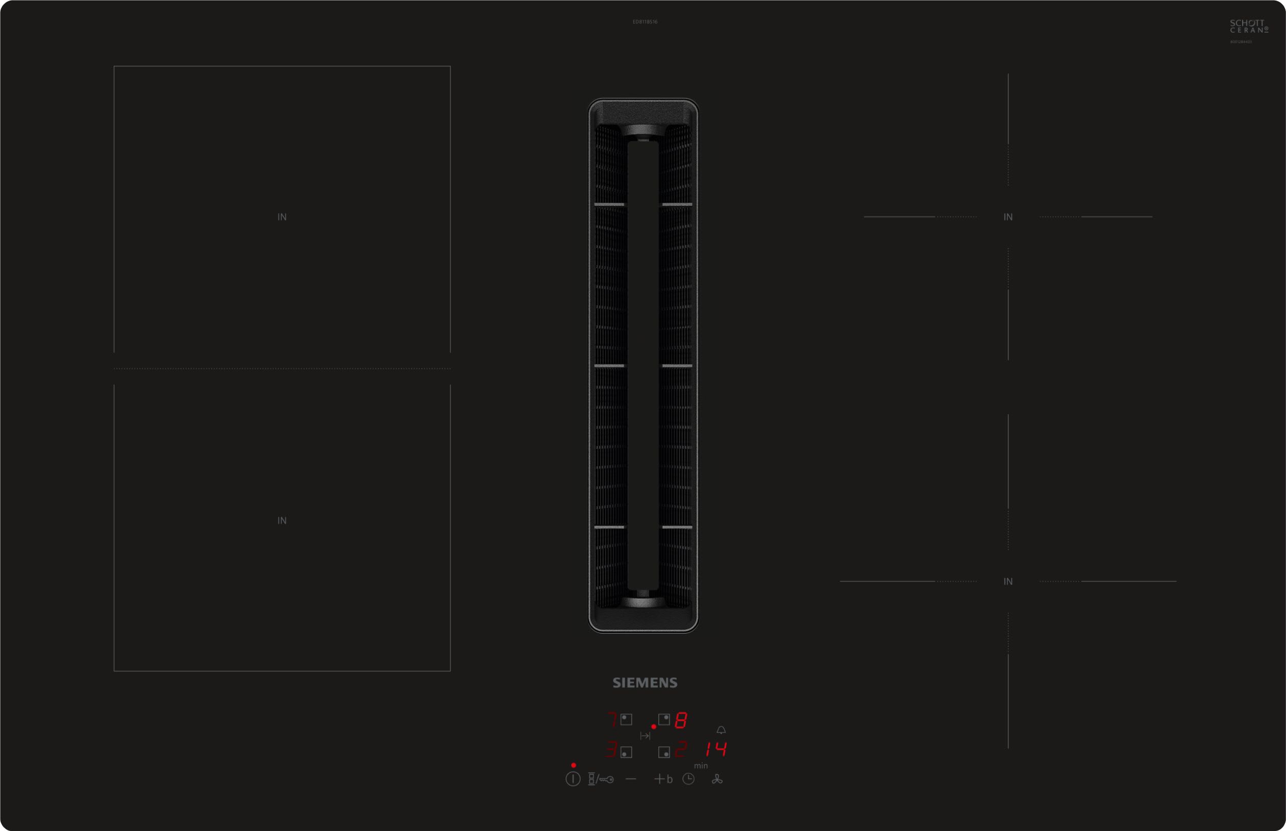 Siemens Hausgerate - SIZED811BS16E Glaskeramik Kochstelle 80cm 4xInduk 1xCo