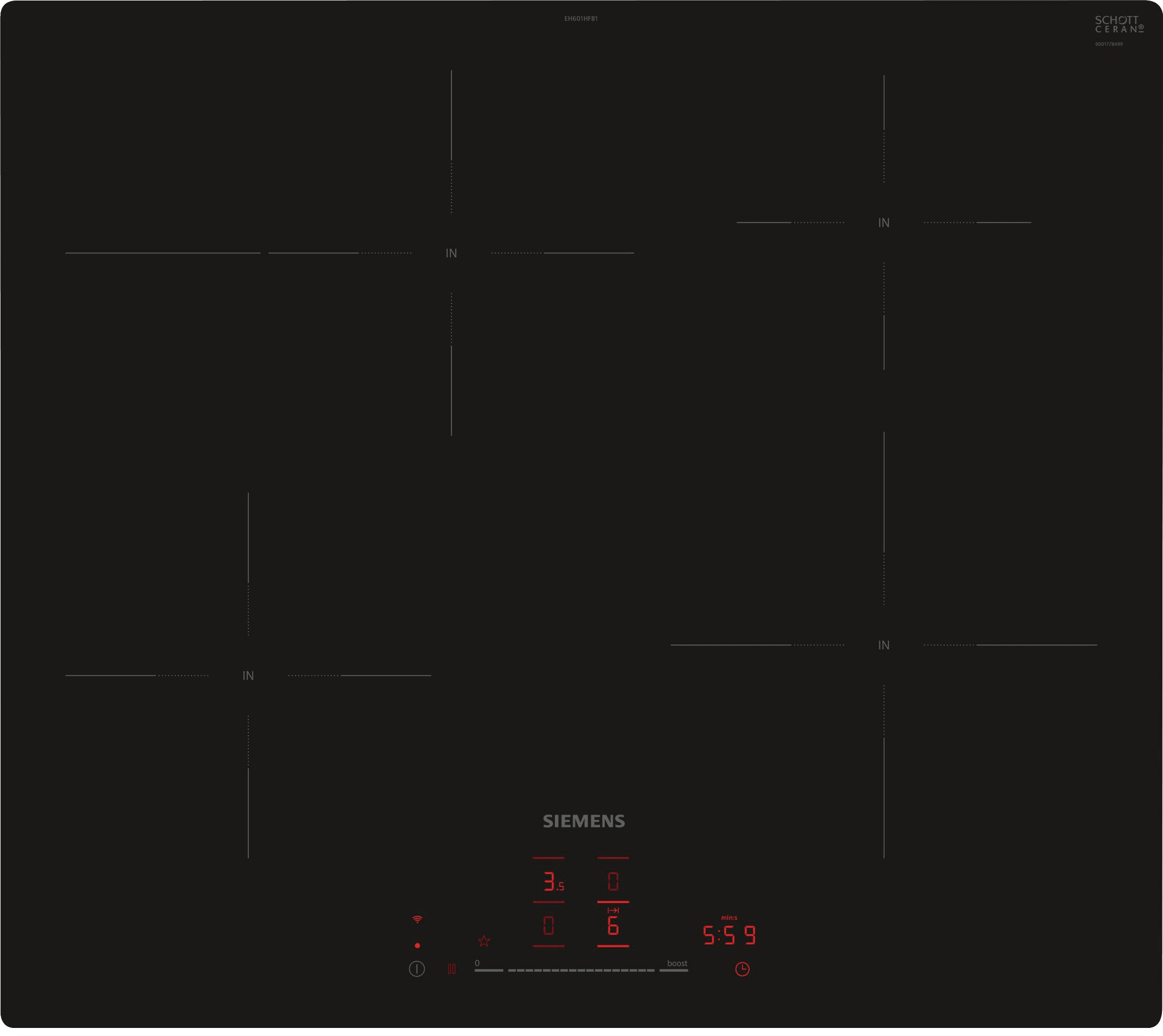 Siemens Hausgerate - SIZEH601HFB1E Glaskeramik Kochstelle 60cm Induktion Br
