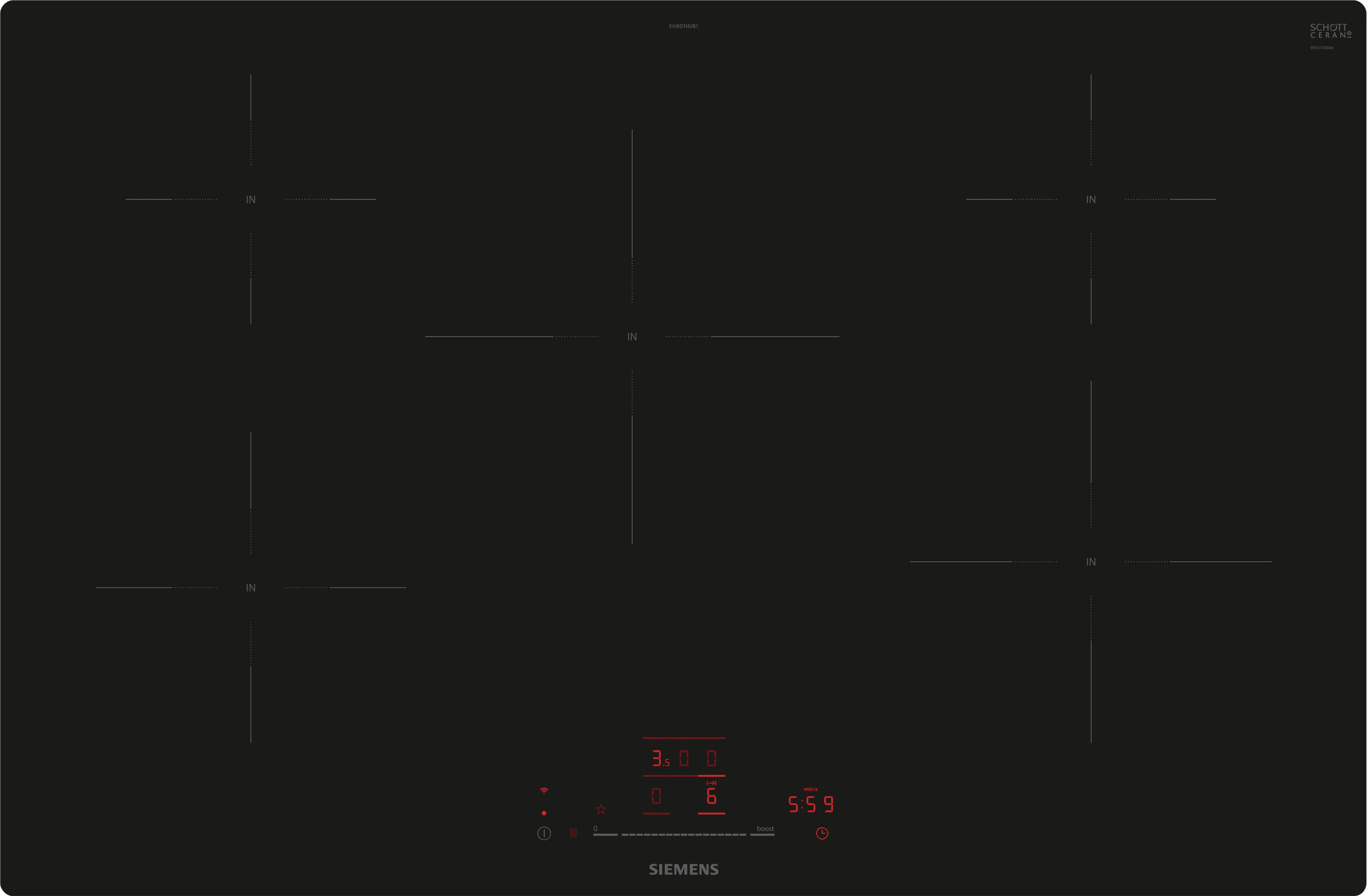 Siemens Hausgerate - SIZEH801HVB1E Glaskeramik Kochstelle 80cm Induktion fl