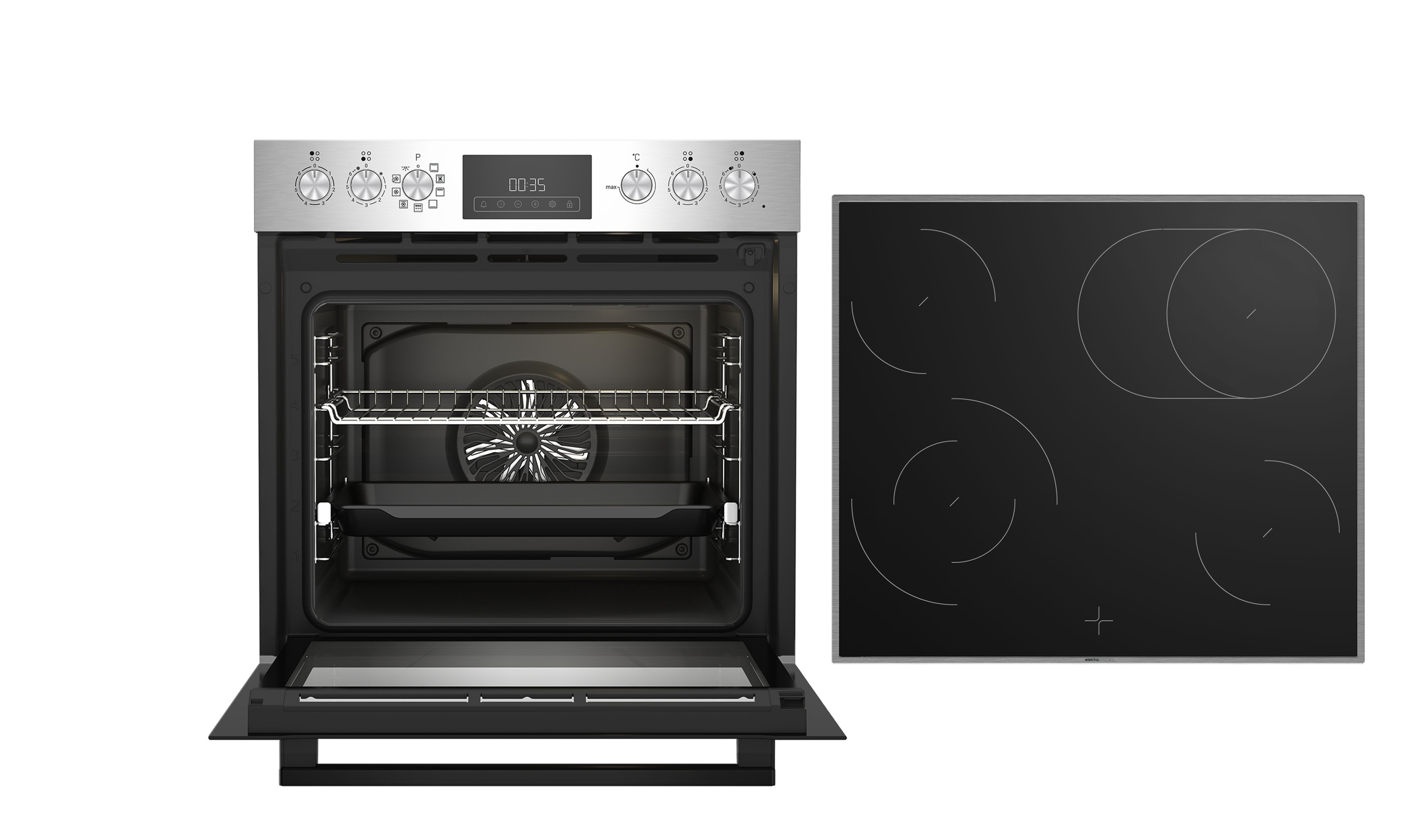 ELEKTRA BREGENZ - EKR7724086792 Einbauherdset 3D 9BA 72L Pyr+Glask.Kochf