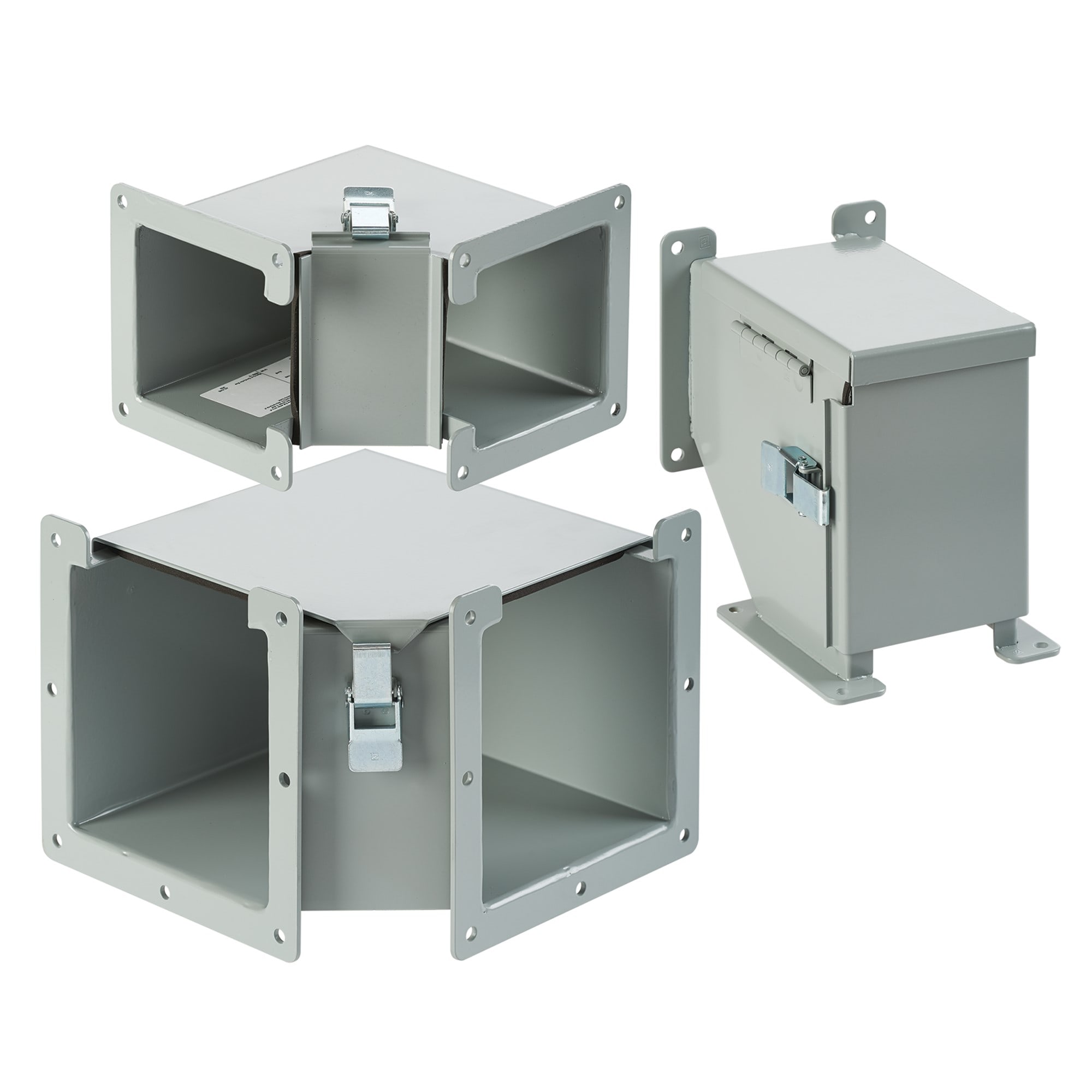 NVENT HOFFMAN - HOFF88LE9C Gomito a 90 gradi per canalina a innesto con apertura esterna, 8,00x8,00, grigio, acciaio dolce