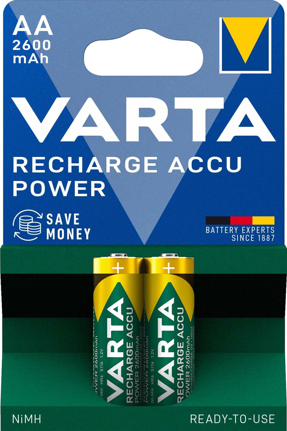 VARTA CONSUMER BATT - VAT05716101402 AA (STILO) RECHARGE ACCU POWER X2 2600 M