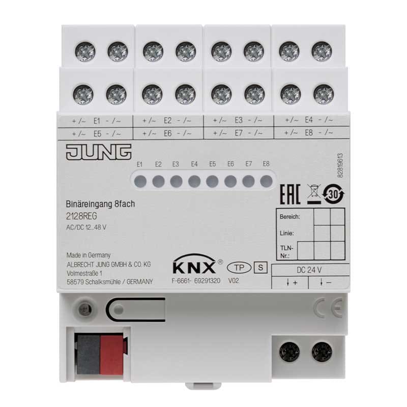 EURO UNITECH ELEKT - UEK2128REG INGRESSO BINARIO KNX, 8 INGRESSI 24 V AC
