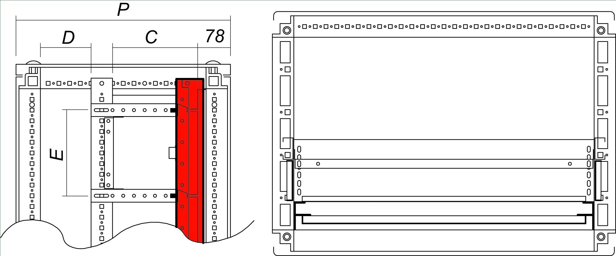 DKC-RAMBLOCK - RMBR5TE18 MONTANTI X PANN.MOD.(2PZ.)