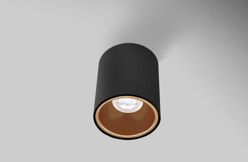 CENTURY ITALIA SRL - CUYESRNG96-GU10 PLAFONIERA LED ESSENZA ROUND NERA/GOLD