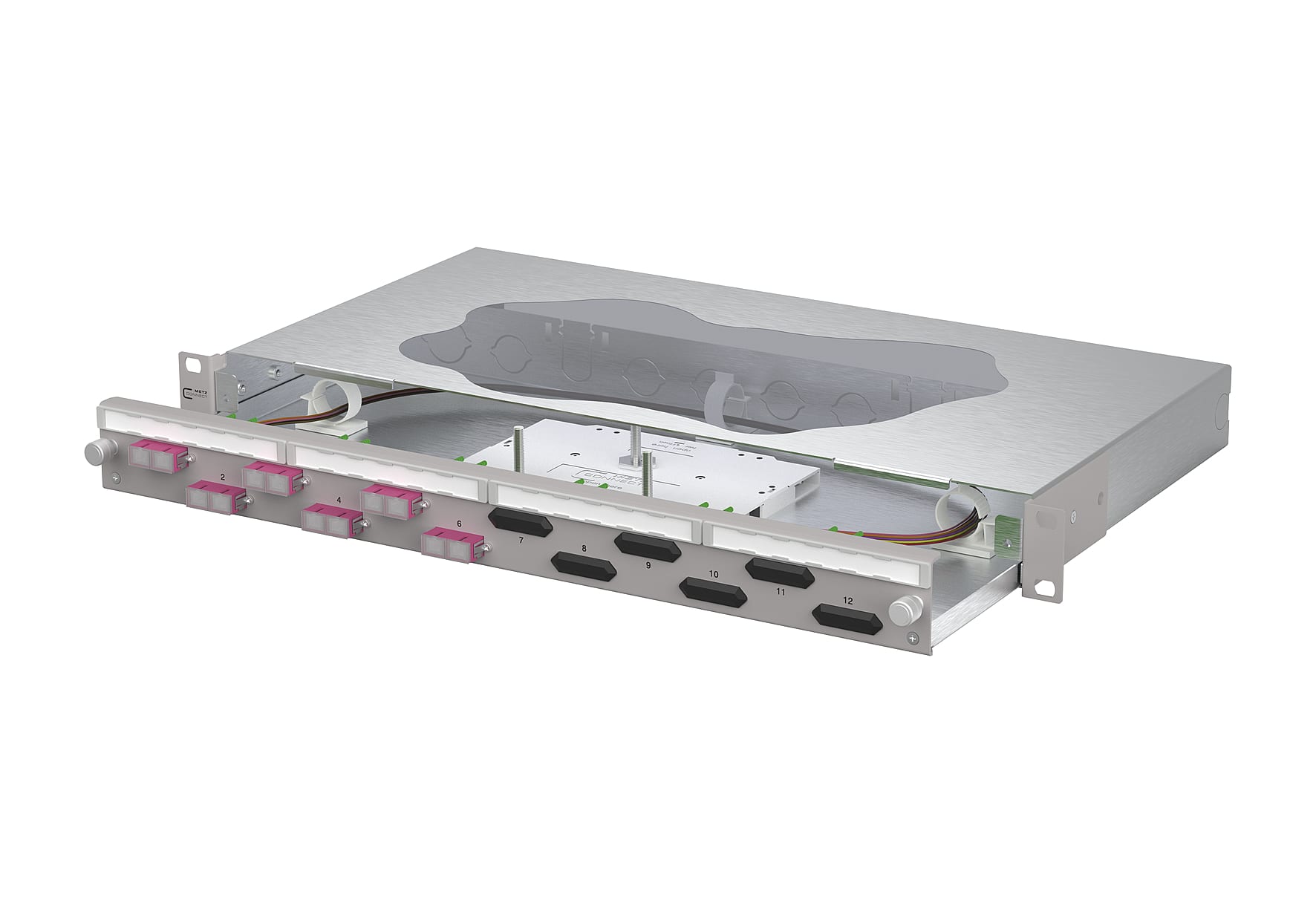 Metz - MEZ150467BB06-F OpDAT slide2 Patchfeld splice 6xSC-D OM4
