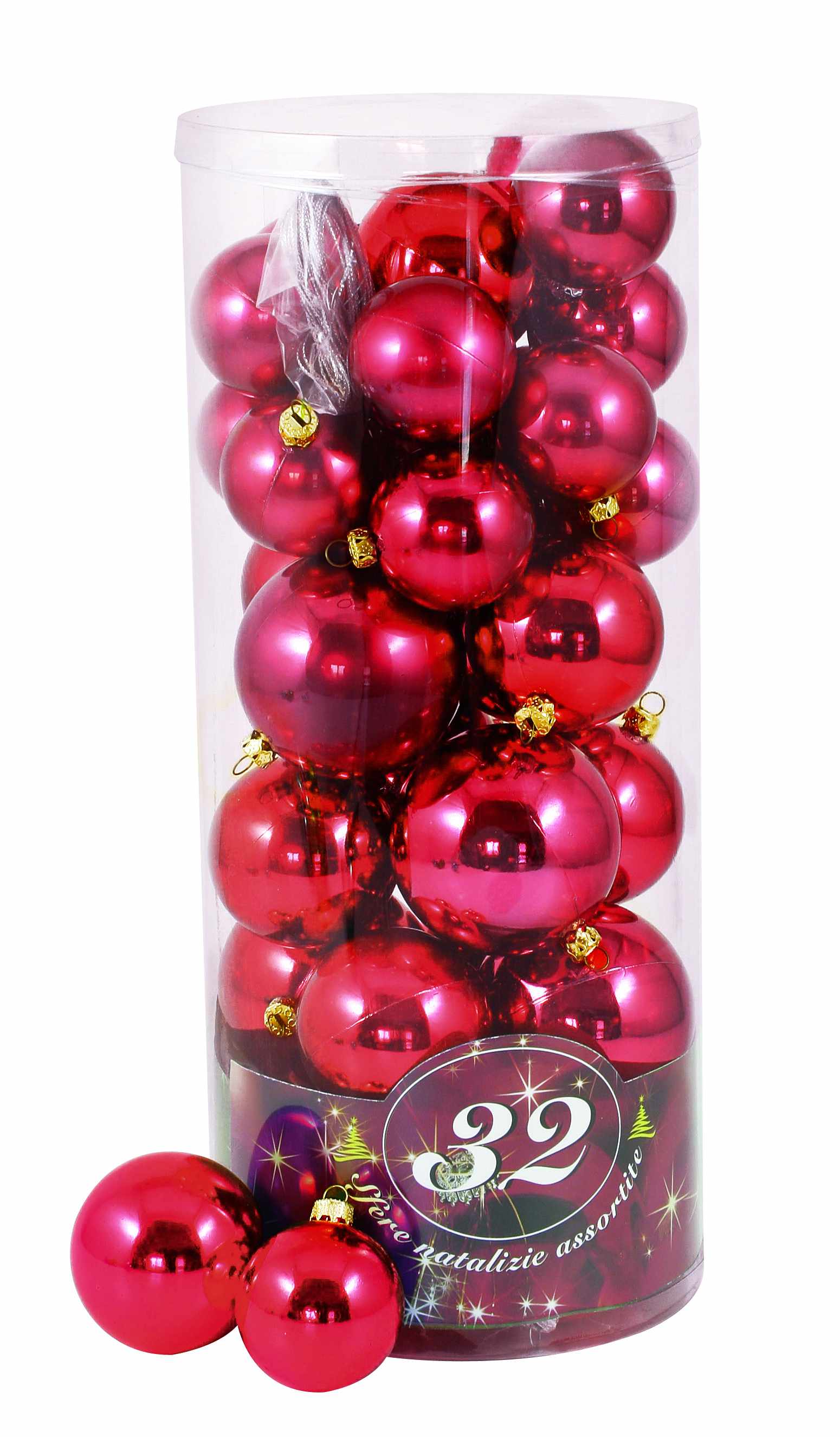 GIOCOPLAST NATALE SP - GCP41007048 32 SFERE ROSSE IN CILINDRO: 16 DIAM.50 -