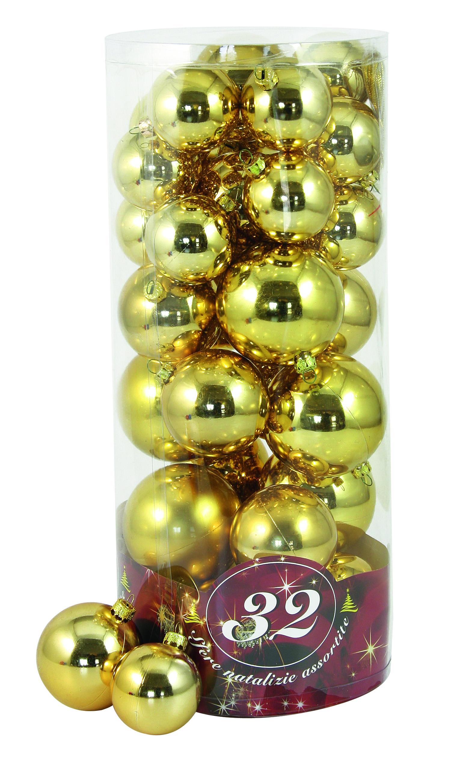 GIOCOPLAST NATALE SP - GCP41007049 32 SFERE ORO IN CILINDRO: 16 DIAM.50 -