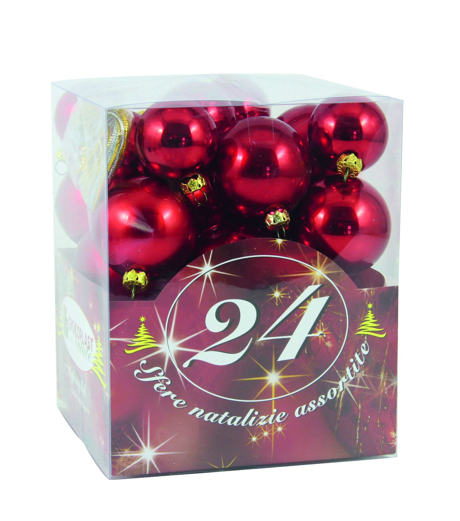 GIOCOPLAST NATALE SP - GCP41007968 24 SFERE ASS.ROSSE IN SCATOLA ACETATO:
