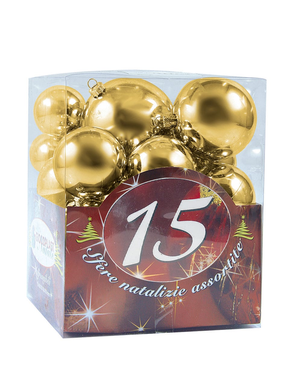 GIOCOPLAST NATALE SP - GCP41009413 15 SFERE D.ASS. ORO IN SCATOLA ACETATA