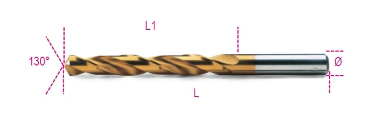 BM SPA - BMM004140066 Punte elicoidali cilindriche serie corta in acciaio HSS-TiN rettificate