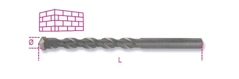 BM SPA - BMM004170007 Punte elicoidali cilindriche per muratura serie corta in acciaio fresato con placchetta in metallo duro