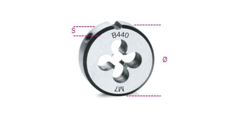 BM SPA - BMM004400005 Filiere tonde, passo grosso filettatura metrica in acciaio al cromo