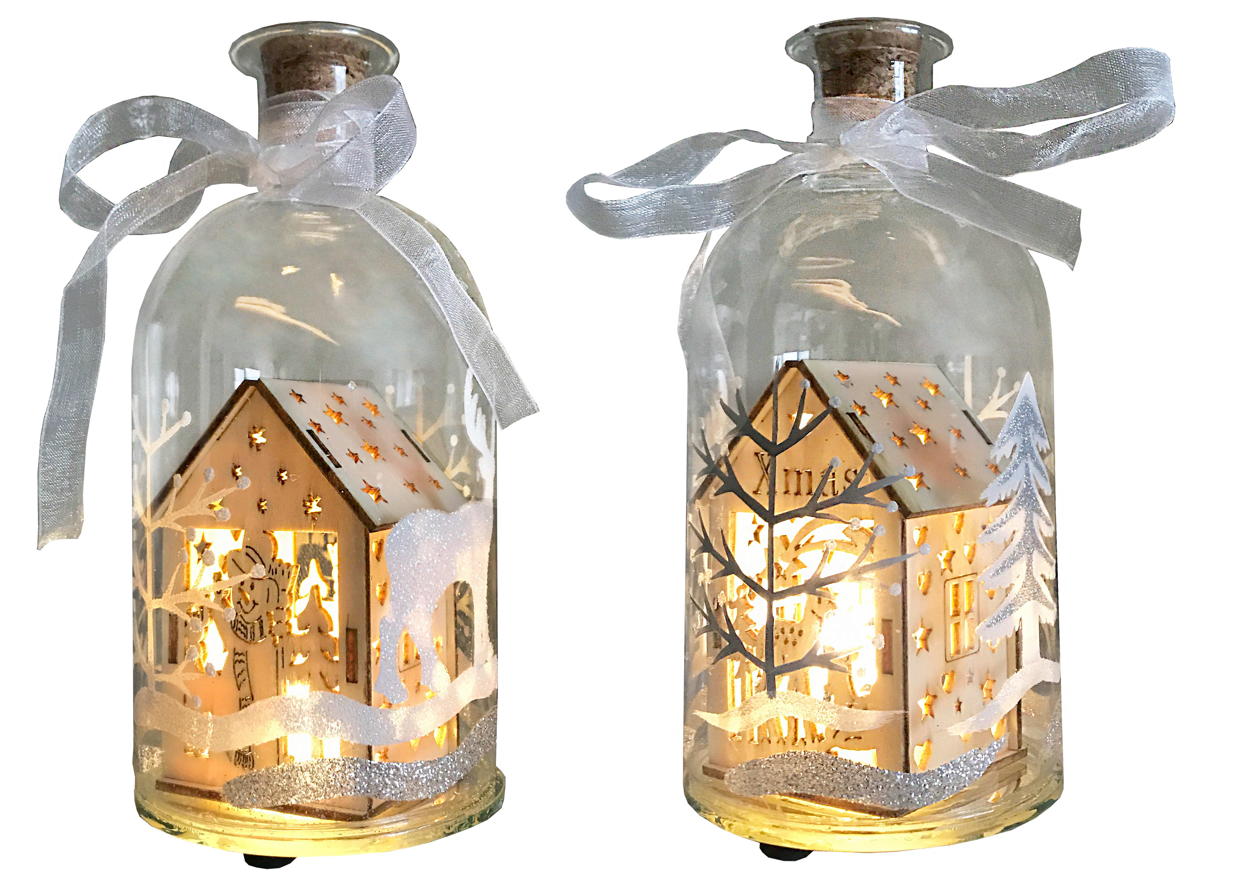 GIOCOPLAST NATALE SP - GCP48019149 BOTTIGLIA VETRO DECORATA 16,5 CM, CON CA