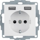 BERKER - BRK48036089 PRESA SCHUKO/USB, Q.X BIA.POLARE VELLUTO