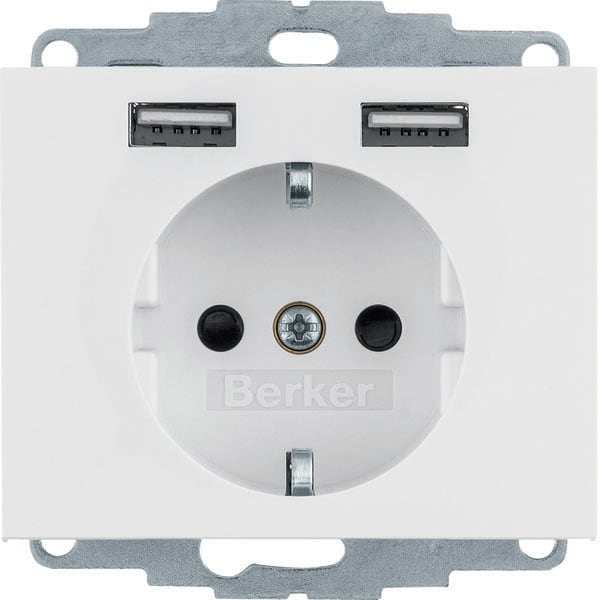 BERKER - BRK48037009 PRESA SCHUKO/USB, K.X BIA.POLARE LUCIDO