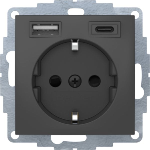 BERKER - BRK48041606 PRESA SCHUKO/USB A-C S.1/B.X ANTR.OPACO