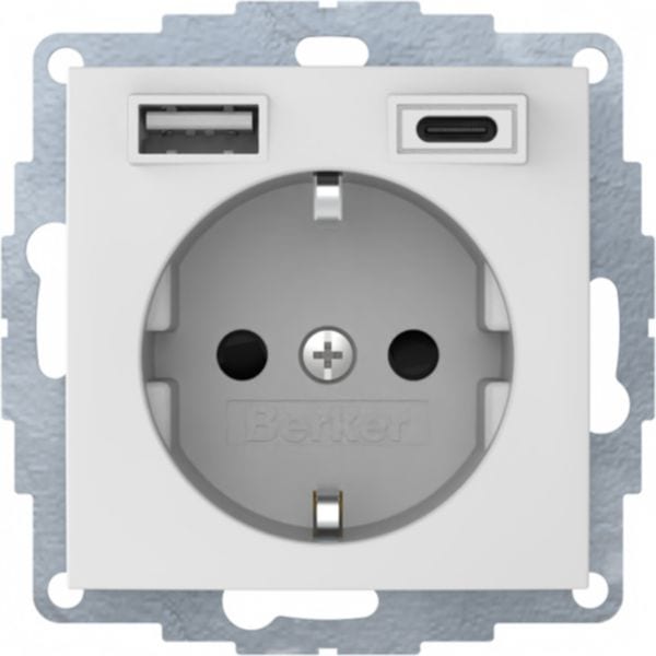BERKER - BRK48041909 PRESA SCHUKO/USB A-C S.1/B.X BIA.POL.OP.