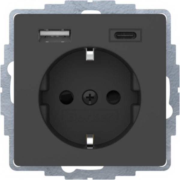 BERKER - BRK48046086 PRESA SCHUKO/USB A-C Q.X LACC. VELL.ANTR