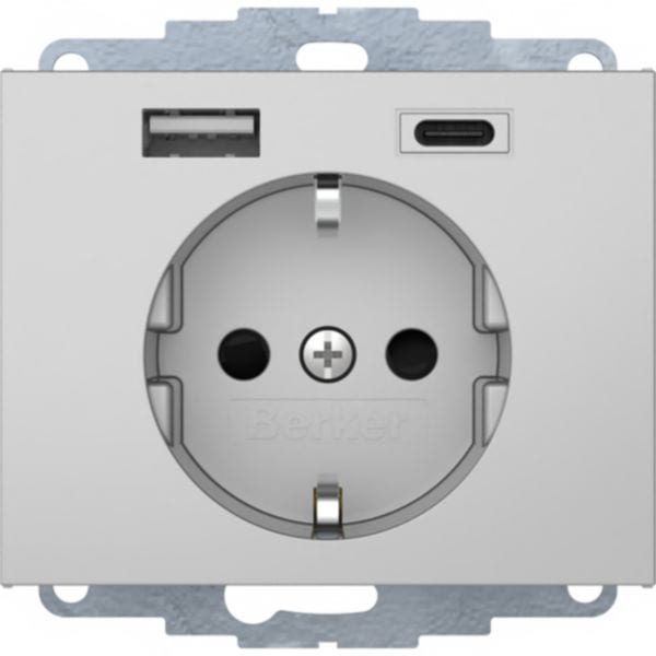 BERKER - BRK48047003 PRESA SCHUKO/USB A-C K.X ALU LACC.OPACO