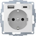 BERKER - BRK48048989 PRESA SCHUKO/USB A-C S.1 BIANCO POL.LUC.