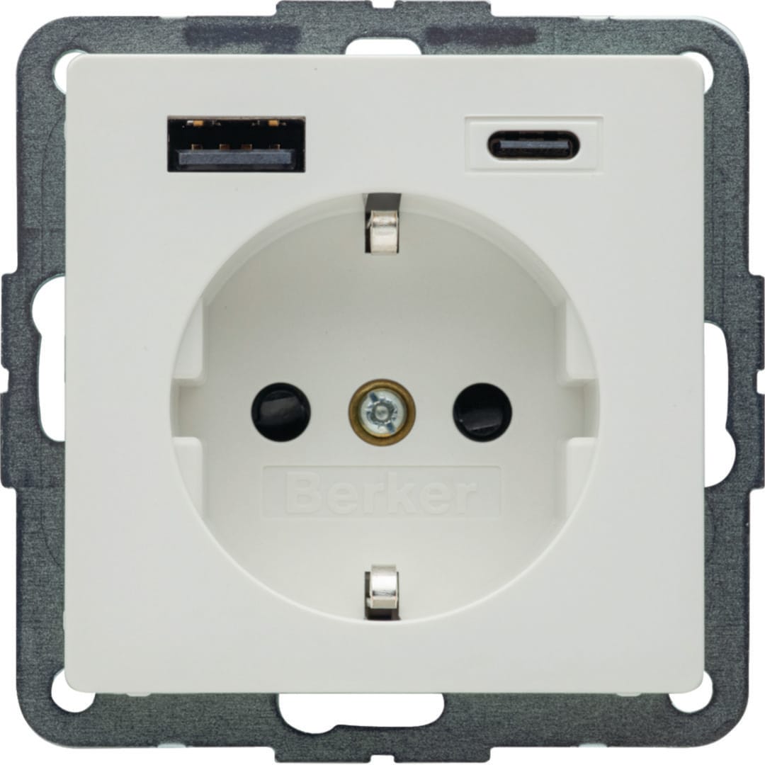 BERKER - BRK48146089 PRESA SCHUKO/USB AC 20W PD Q.X BIA.POL.