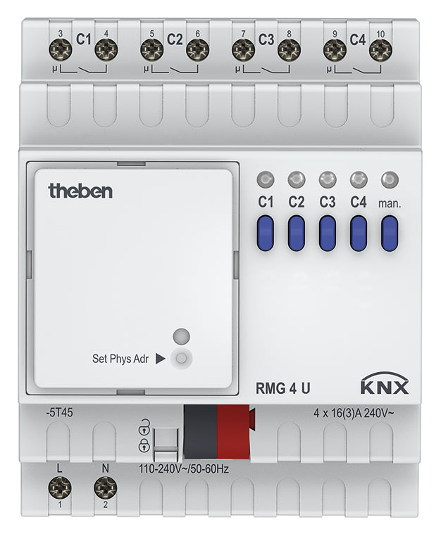 THEBEN SRL - THE4930223 RMG 4U KNX ATTUATORE 4CAN 16A BASE