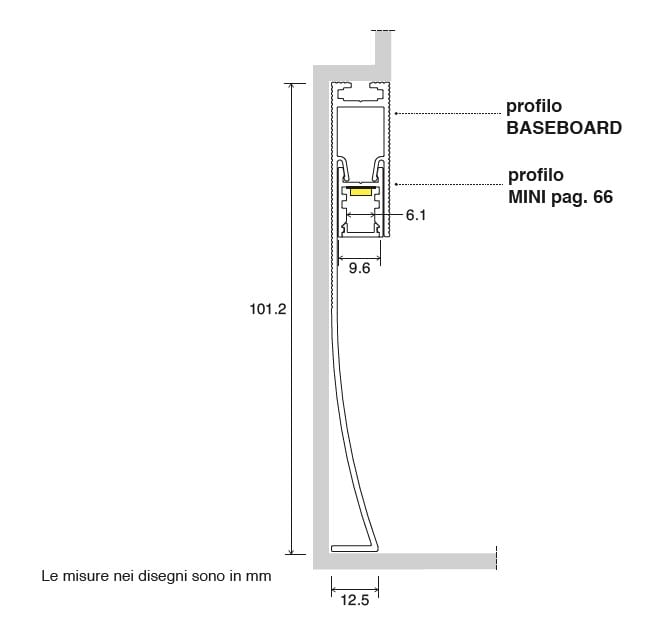 SICOM - SOL5001250 SICOM BASEBOARD SOLO PROFILO