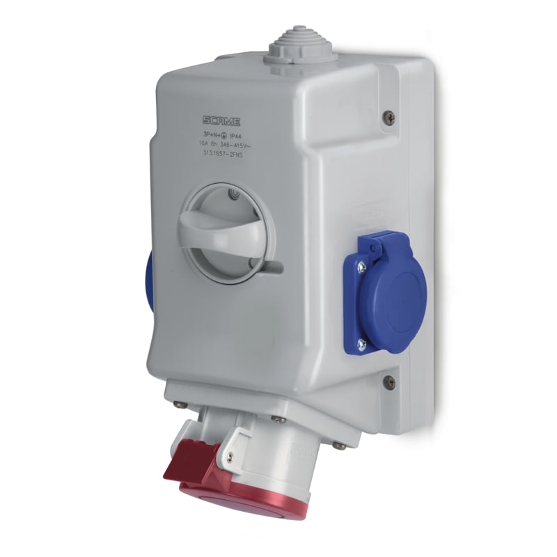 SCAME PARRE SPA - SCA513.1656-2KNS PRESA PARETE COMBI 16A 3P+T - 2XKN