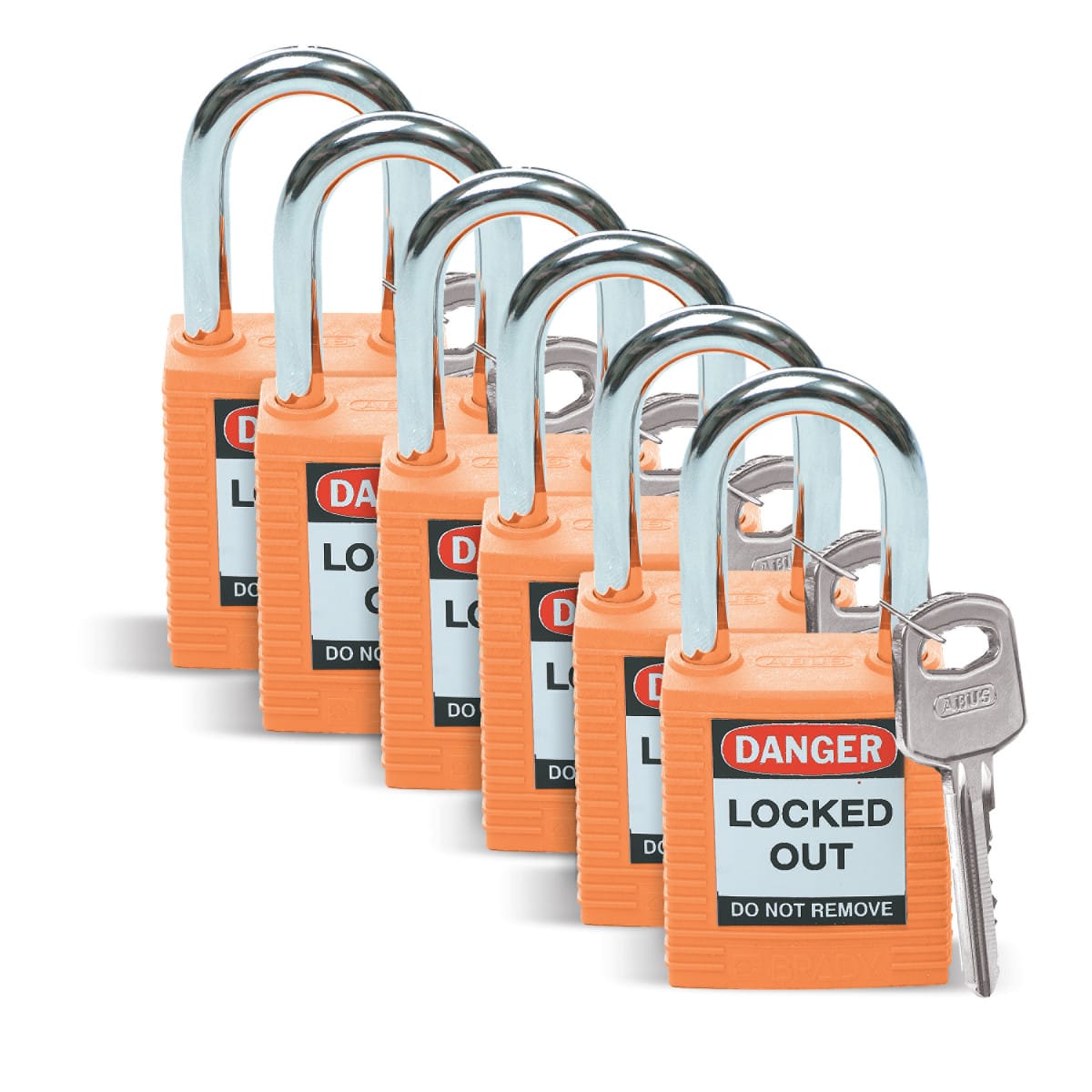 BRADY ITALIA - MOD051347 SFTY PADLOCK STEEL 38MM SHA OR - 6 PEZZI