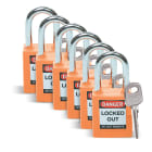 BRADY ITALIA - MOD051347 SFTY PADLOCK STEEL 38MM SHA OR - 6 PEZZI