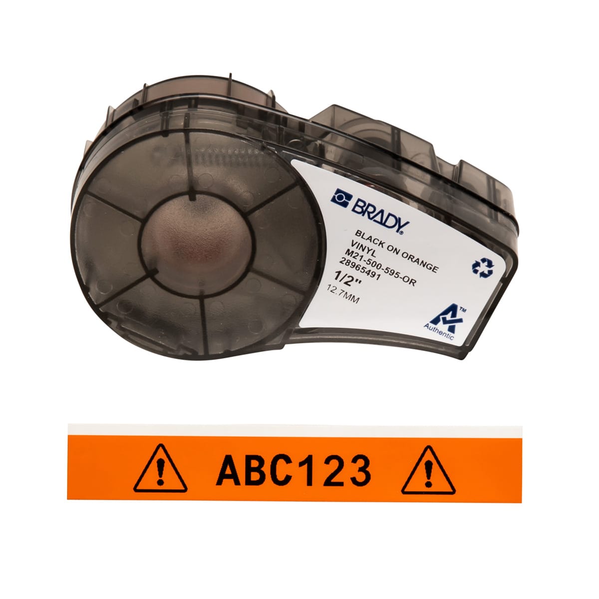 BRADY ITALIA - MOD142796 LABEL VINYL 0.5 X 21 BK/OR - 1 NASTRO