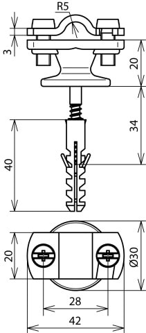 DEHN ITALIA SPA - DEH275160 STAFFA PORTAFILO CON CAVALLOTTO IN ZAMA